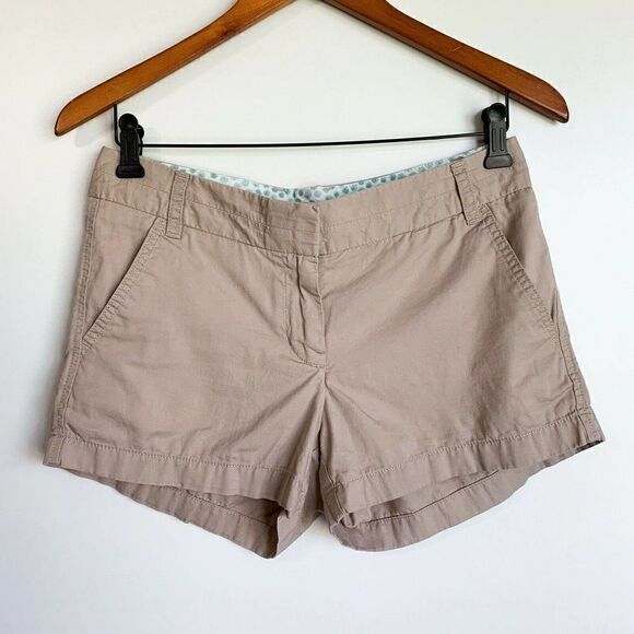 J Crew 3" Chino Shorts Size 2 Broke In Cotton Style 36234 Khaki Pockets - Picture 1 of 4